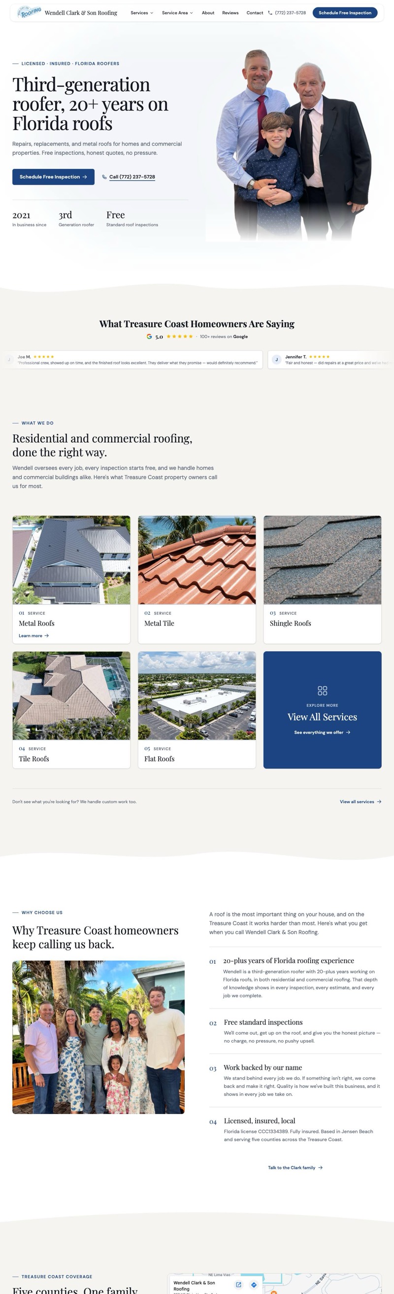 WCAS Roofing website
